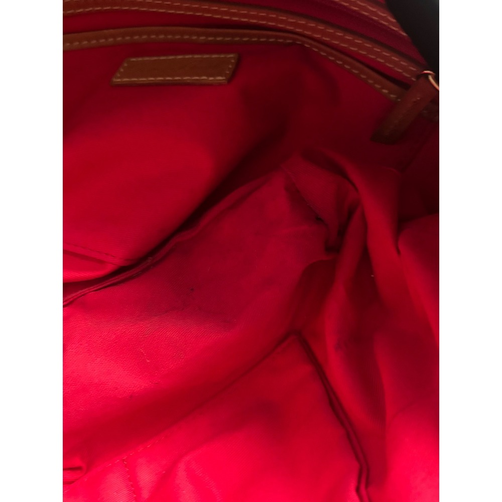 Dooney & Bourke Black Nylon Tote Bag Tan‎ Leather Straps Red Interior Shopper - Picture 12 of 12
